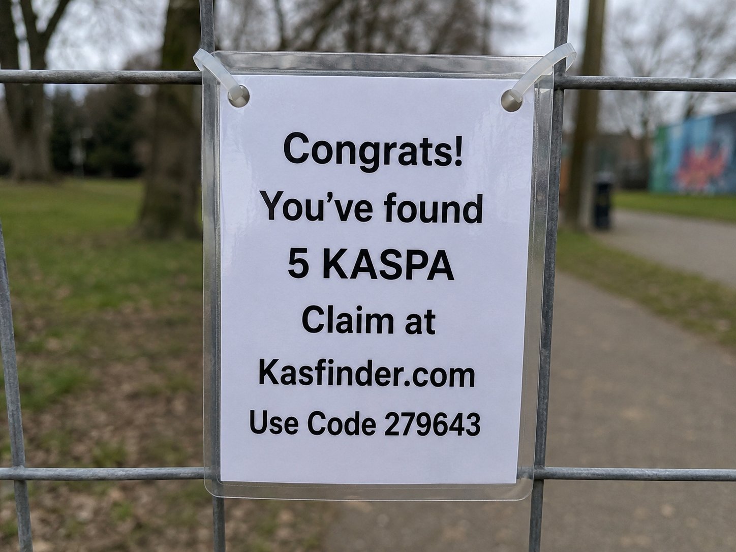 Laminated sign on fence